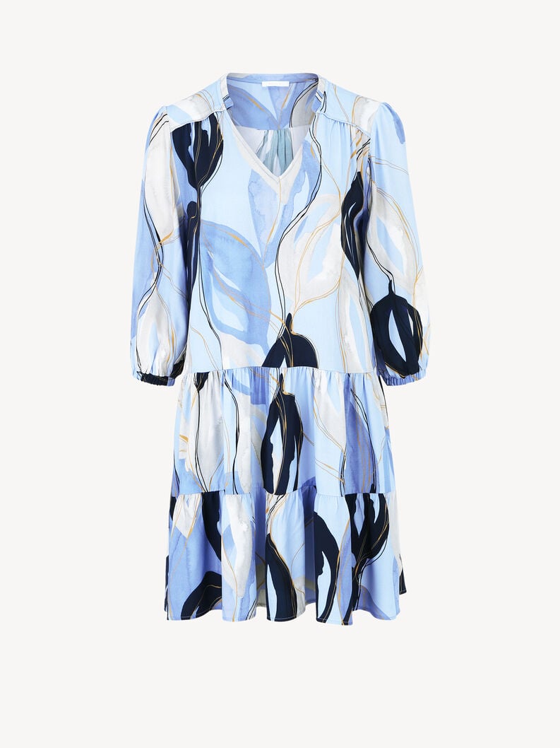 Tamaris | Kurzes Kleid- Print - Blau | Leaves Aop