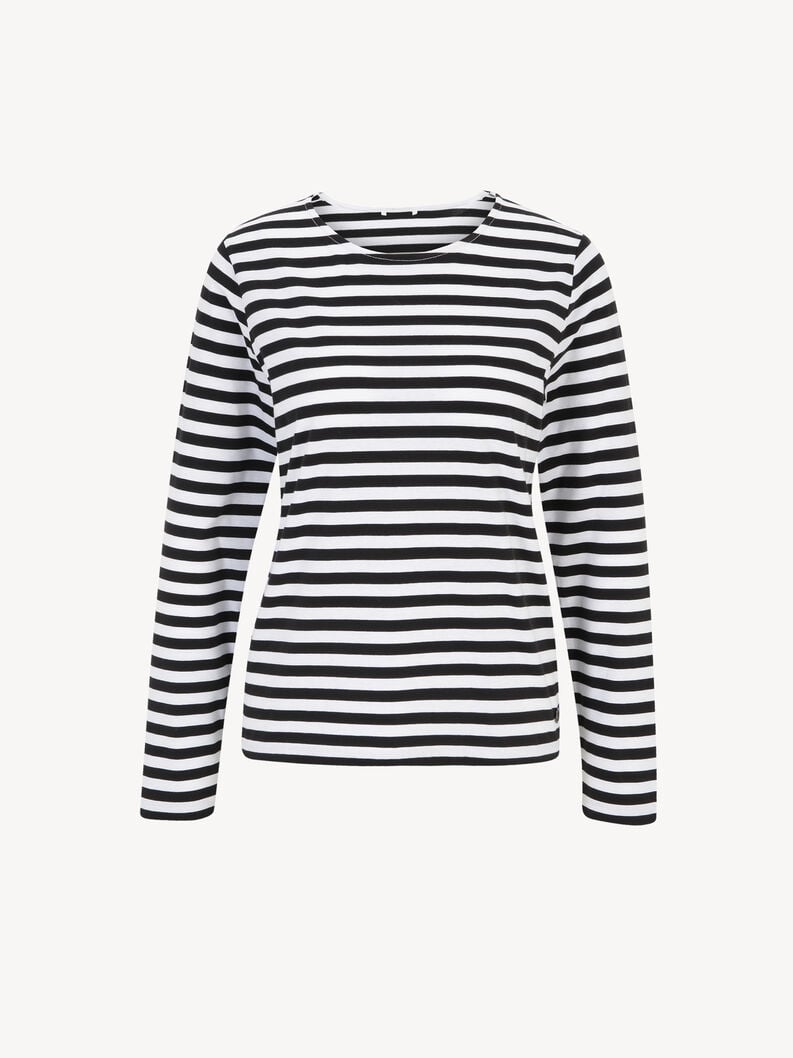 Tamaris | Longsleeve Shirt - Schwarz | Bright White/Black Beauty Striped