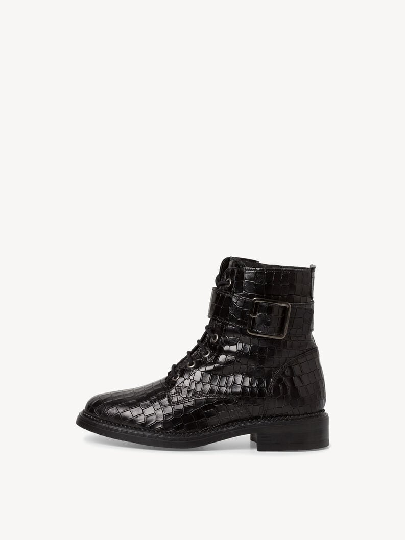 Tamaris | Lederstiefelette - Schwarz | Black Struct.