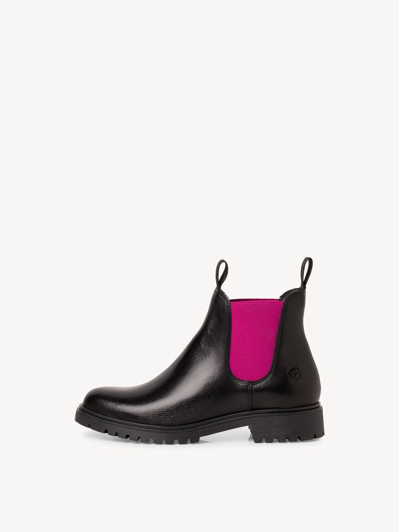 Tamaris | Leder Chelsea Boot - Schwarz | Blk Lea./Fuxia