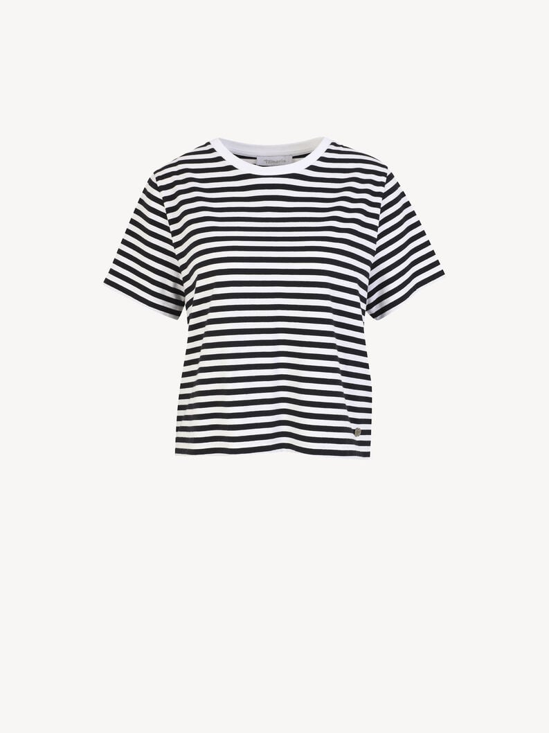 Tamaris | Oversized T-Shirt - Schwarz | Bright White/Black Beauty Striped