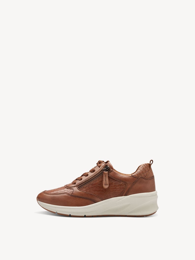 Tamaris | Ledersneaker - Braun | Cognac Struct.