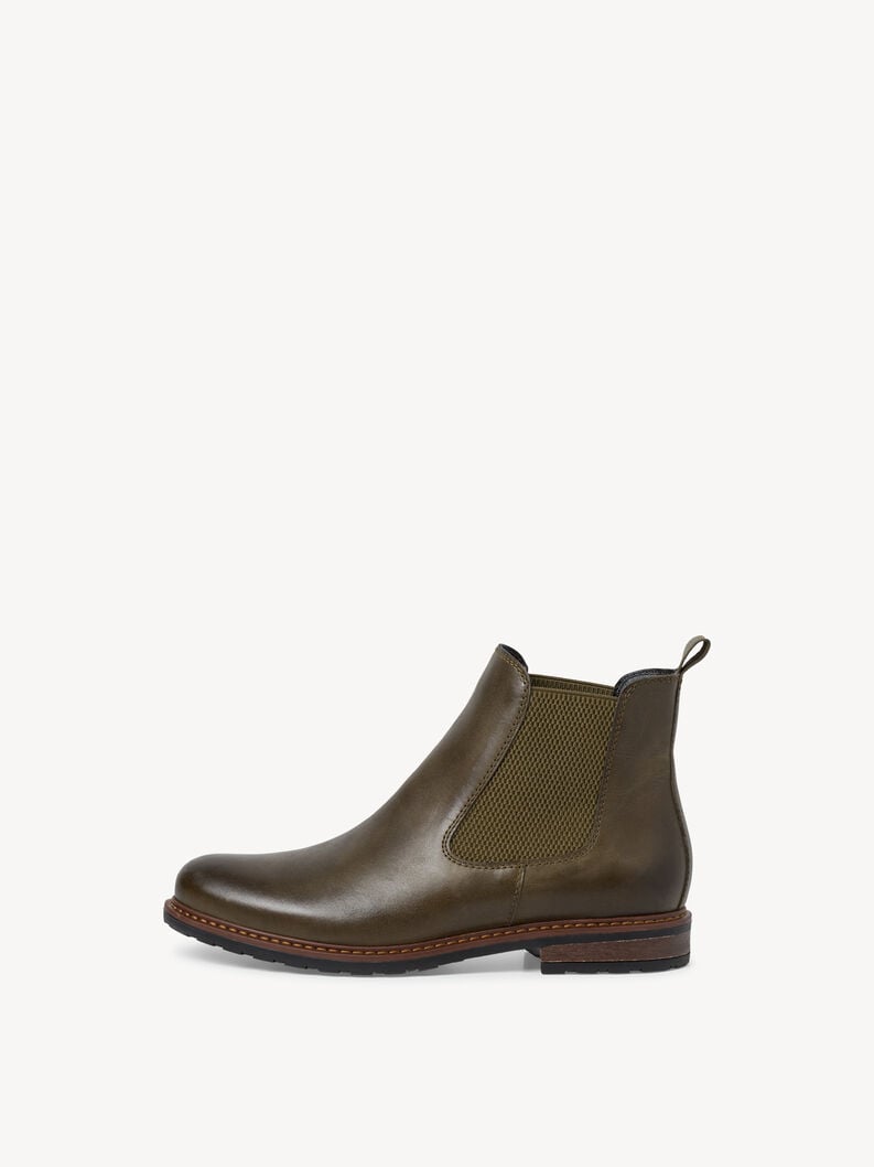 Tamaris | Leder Chelsea Boot - Green | Olive Leather