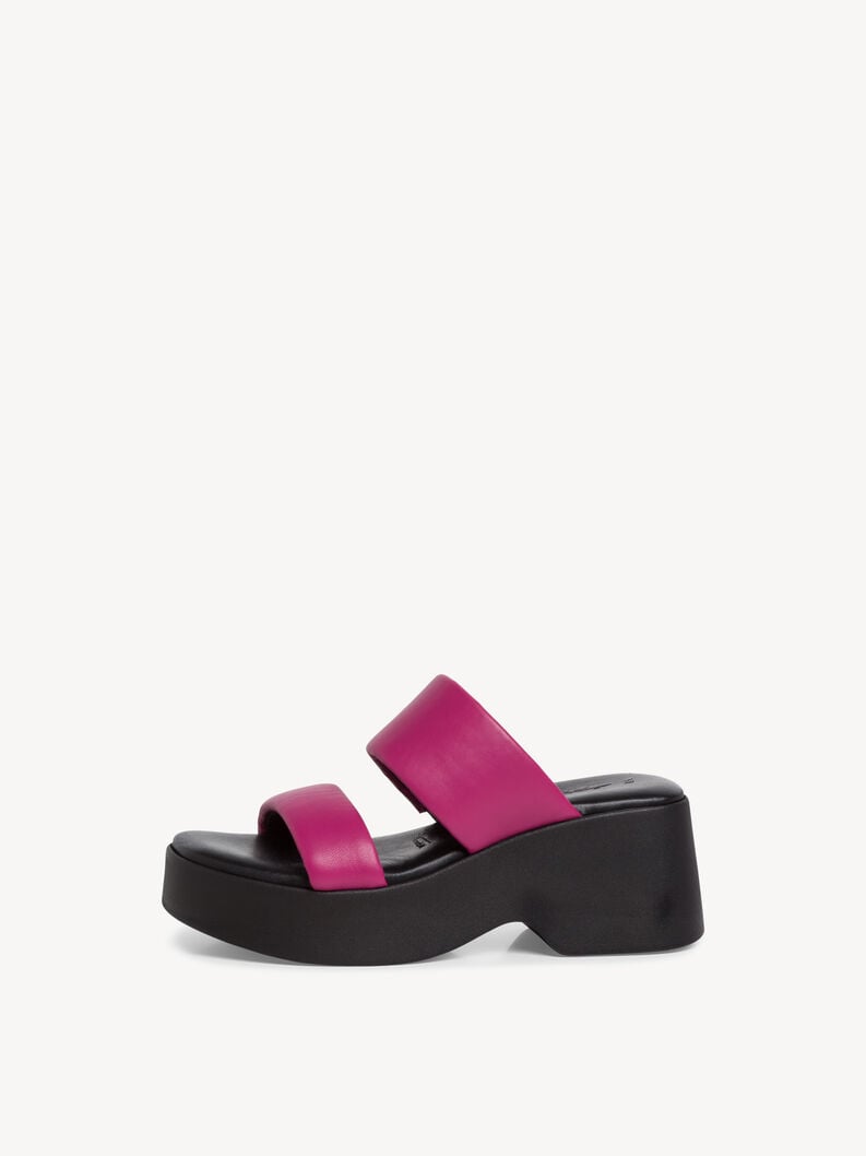 Tamaris | Lederpantolette - Pink | Fuxia/Black