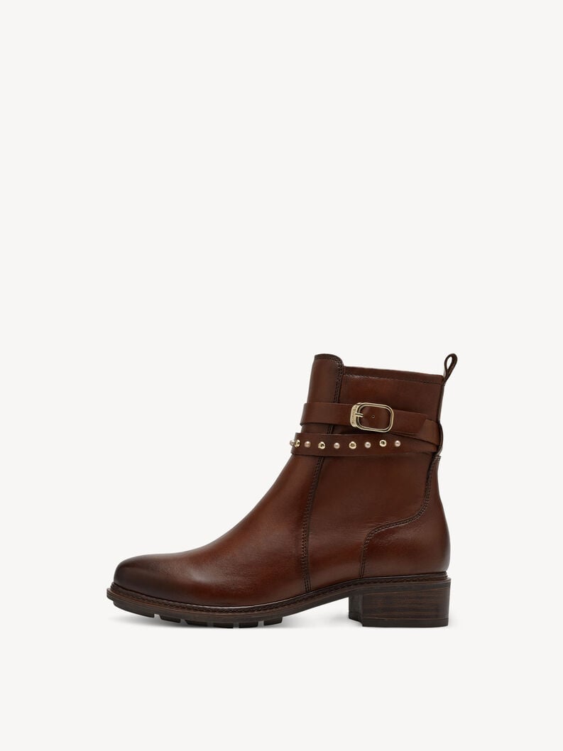 Tamaris | Lederstiefelette - Braun | Cognac