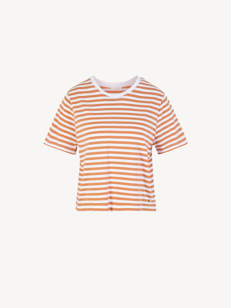 Tamaris | T-Shirt - Orange | Dusty Orange / Bight White Striped Tee