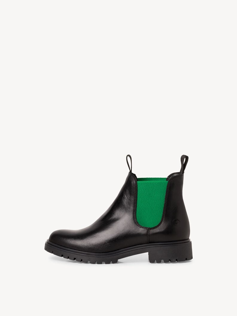 Tamaris | Leder Chelsea Boot - Schwarz | Blk Lea./Green