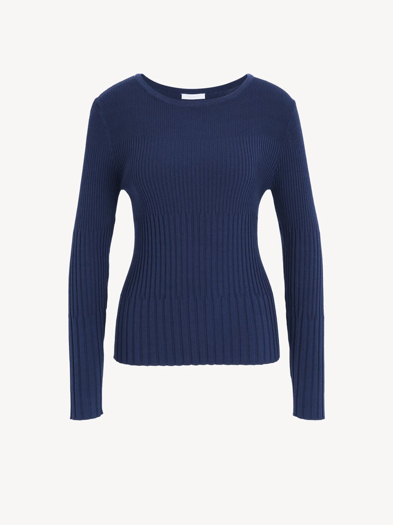 Tamaris | Pullover - Rippstruktur - Blau | Black Iris