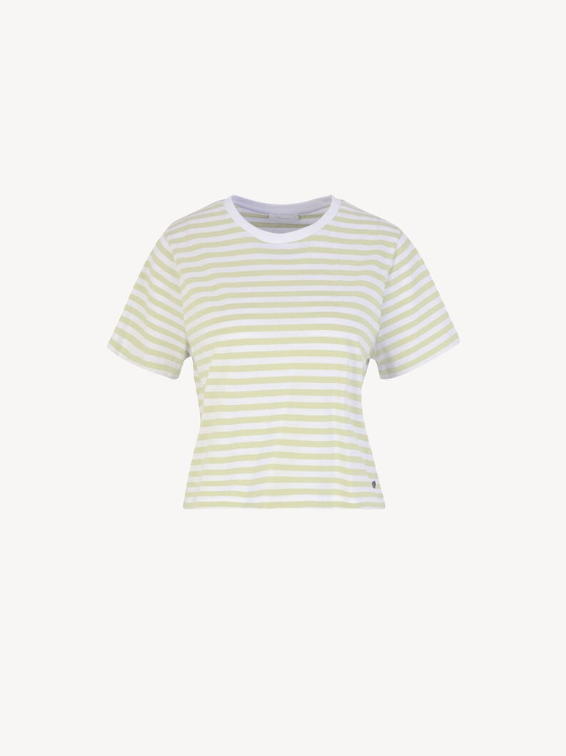 Tamaris | T-Shirt - Green | Nile 14-0223 / Bright White Striped Tee