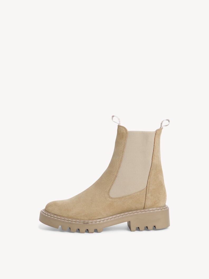 Tamaris | Leder Chelsea Boot - Beige | Beige Sued.Uni