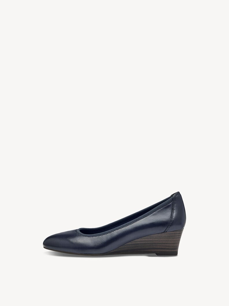 Tamaris | Lederkeilpumps - Blau | Navy Leather